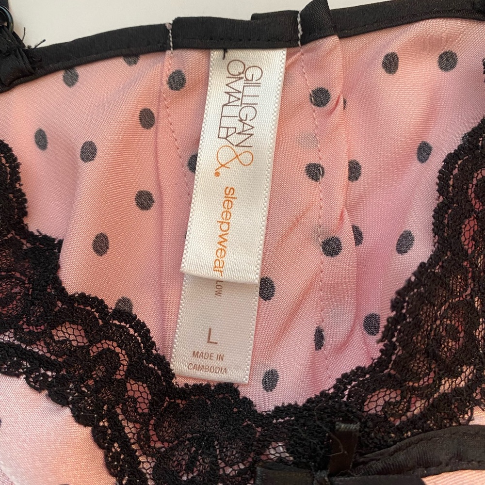 Gilligan & O’Malley pink and black polka dot slip - Picture 3 of 7